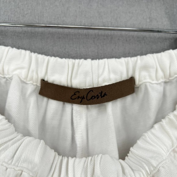 ENZA COSTA Twill Everywhere Pant XS 0 Off White Relaxed Wideleg Straight Pull On - Picture 7 of 13
